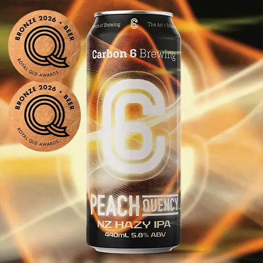 Peachquency Hazy IPA can showcasing its Bronze 2026 award, highlighting its juicy NZ IPA qualities.