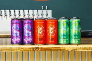 Cans of beer from Carbon 6 Brewing showcasing the second wave of beers selection.