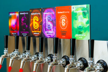 carbon 6 brewing beers on tap at the bar and taproom