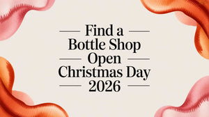 Find a Bottle Shop Open Christmas Day 2026 with colorful decorative swirls in the background.