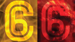 Latest beers at Carbon 6 Brewing logo displayed in vibrant yellow and red colors.