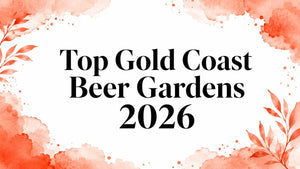 Top Gold Coast beer gardens 2026 guide with floral background and bold text.