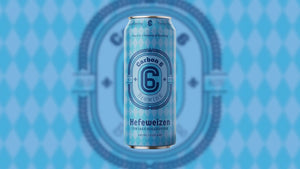 Vintage brewing with Carbon 6 Hefeweizen can design showcasing the unique style and flavor.