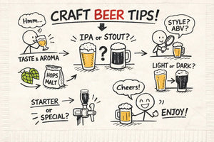 craft beer tips infographic illustrating a beginner's guide to choosing craft beer for various preferences.