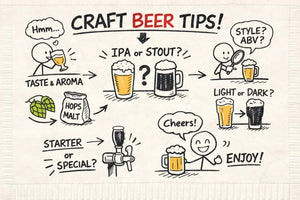 craft beer tips infographic illustrating a beginner's guide to choosing craft beer for various preferences.