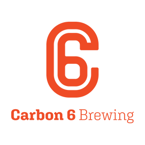 Carbon 6 Brewing logo with a large orange '6' on a white background