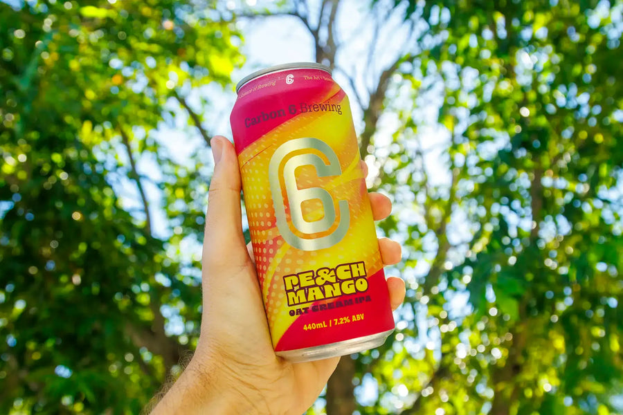 carbon 6 brewing peach and mango oat cream ipa 