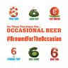 Image featuring the text 'The Occasional Beer' with icons representing occasions like pool side, fishing trip, and BBQ time.