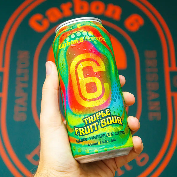 carbon 6 brewing triple fruit sour mango pineapple citrus beer